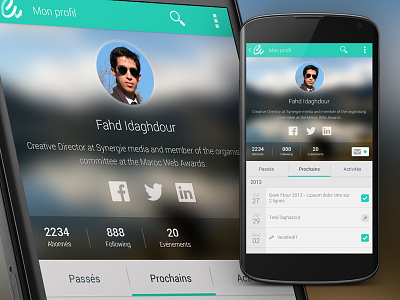 My Profile android app cover design flat icons minimal mobile profile