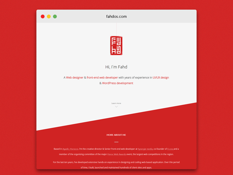 Portfolio 2015 ( Update ) designer dribbble front end morocco portfolio red redesign web website wordpress