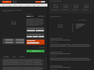 Ecommerce Product Page - Dark Wireframe