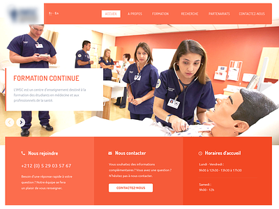 Medical Simulation Center button center contact flat hero image medical menu orange simulation slider website