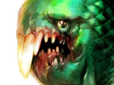 green fish fish green huge teeth