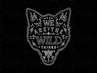 Wild Things hand drawn hand made ornamental type vintage wolf