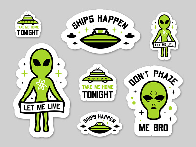Alien Stickers abduction alien ufo