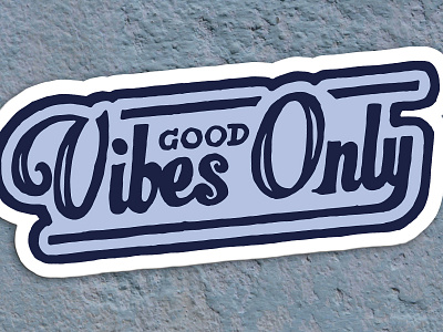 GVO blue good vibes hand made illustration sticker mule stickers type