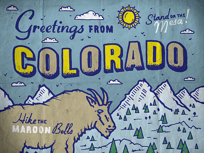 Rado colorado denver illustration mountains postcard poster