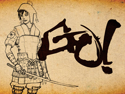 GO! Logo album character concept feudal go! graphic novel hip hop logo samurai texture