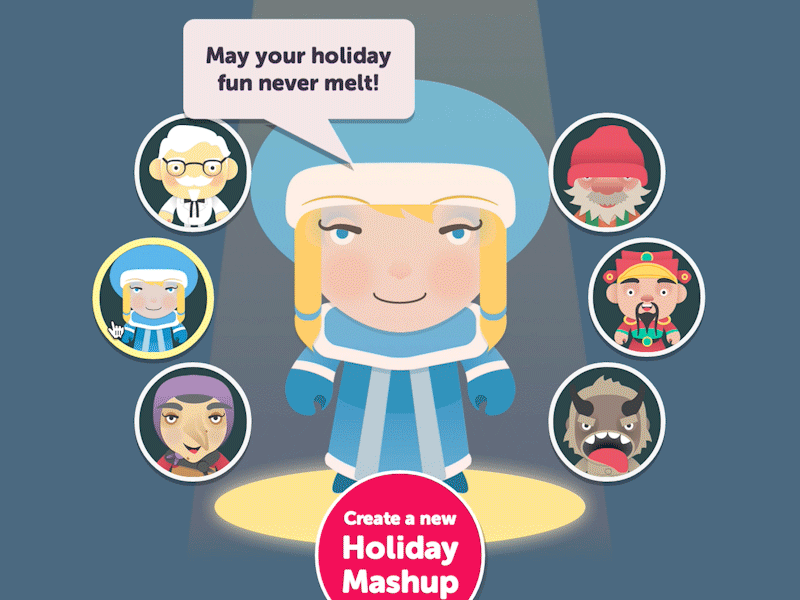 Hanson Holiday Greeting Generator animated animation characters christmas greeting holiday illustration responsive vector website
