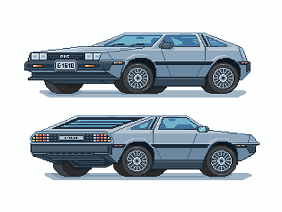 DeLorean DMC-12 back to the future delorean dmc12 illustration pixel art pixelart pixelartist