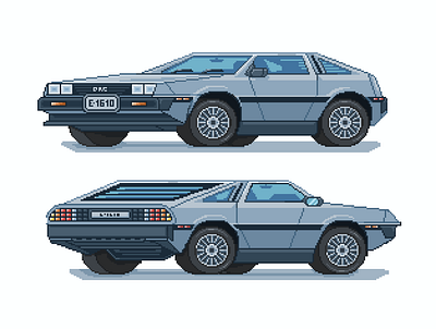 DeLorean DMC-12 back to the future delorean dmc12 illustration pixel art pixelart pixelartist