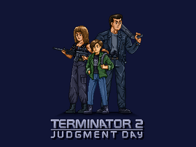 TERMINATOR 2 JUDGMENT DAY as PixelArt 8bit game illustration pixel pixelart retro t800 terminator