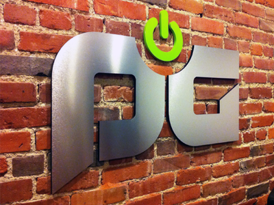 PG Logo in the Wild 3d green logo metal