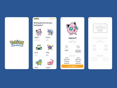 Simple UI of Pokemon Catch Game app design game illustration mobile page ui ux