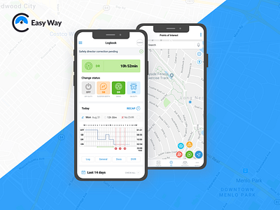 Easy Way • Dashboard & Navigation app app design dashboard app dashboard design driver app map ui mobile app design navigation truck ui ux