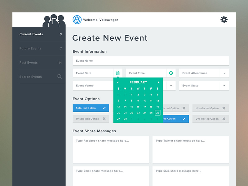 Dashboard New Event flat simple clean dashboard charts form