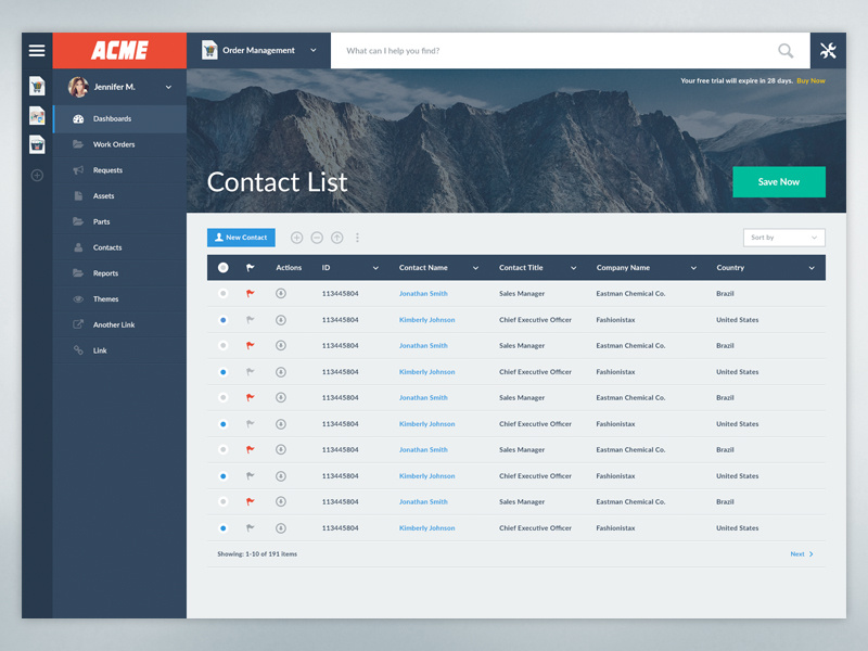 Rollbase Dashboard product enterprise ui flat dashboard