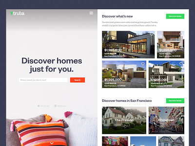Trulia Homepage Redesign home homepage real estate