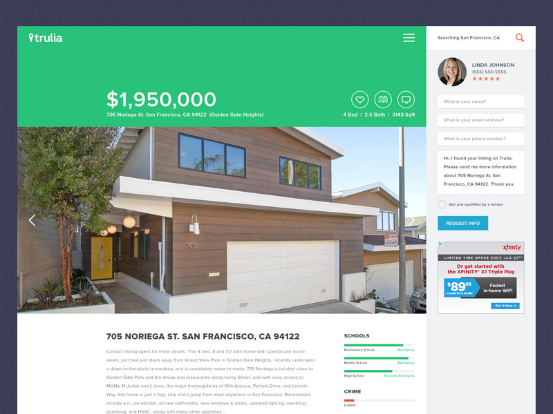 Trulia Listing Page Redesign real estate listing page