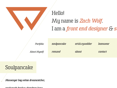 Portfolio Site orange portfolio tan wolf
