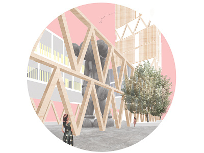 The Civic Centre architecture graphic perspective pink