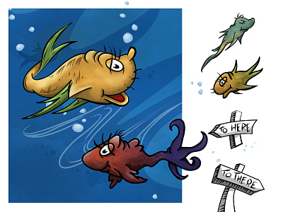 Dr. Seuss Wall Graphics drawing drseuss fish illustration kids mural wall graphic wallart