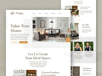 C. Kramer Interiors - Website design furniture geometric interior designer modern ui uiux ux warm web website