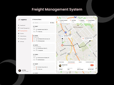 Logistics, Transportation, Freight Management System Dashboard