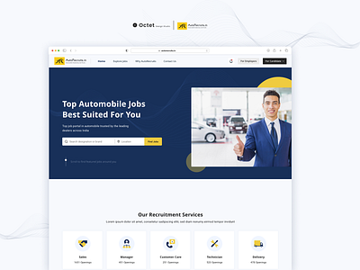 Automobile Industry Job Portal - Dealership Staffing, Jobs automobile engineering hiring homepage homepage design homepage ui job portal job search jobs recruitment staffing