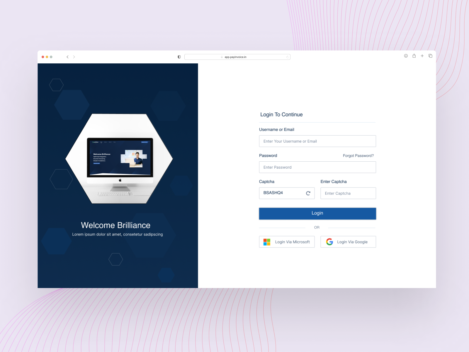 PayInvoice - Login Screen UI Design of a Fintech Product by Octet ...