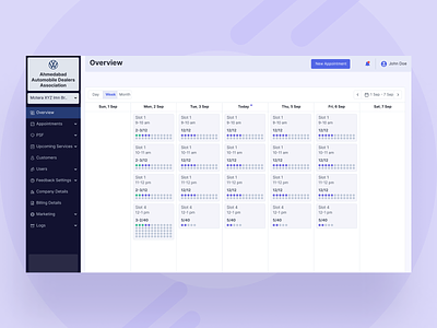 Appointments Overview Dashboard for Service Booking Platform