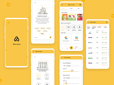 Loans, Banking, Insurance, Finance, Credit, Mortgage application design banking clean creative design loans mobile app design ui ux ux designer yellow