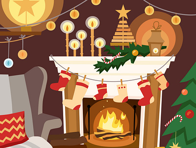 Merry Сhristmas cartoon flat illustration vector winter