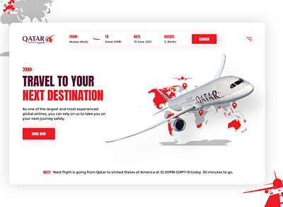 Qatar Airline airline airline system design flat design homepage design landing page logo mockup modern design ticket booking travel ui user experience user interface wireframe