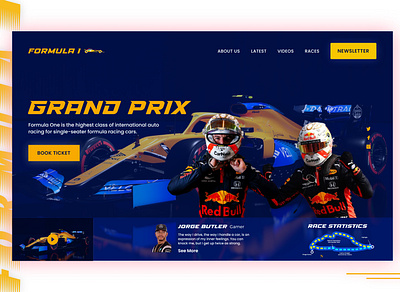 Formula 1 Landing Page Concept 2020 trend banner design clean ui design flat design formula1 high fidelity homepage design landing page minimal mockup modern design racing racing car reservation ui user experience user interface ux wireframe