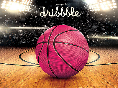 Dribbble in the Court arena basket ball basketball court dribbble floor nba pink psd realistic tournament