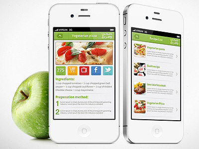 Healthy Cooking App app apple cooking earthy food green healthy iphone texture ui vegetarian