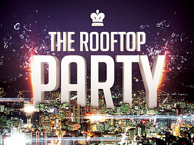 Rooftop Party Flyer 3d 3d text buildings city skyline crown dark los angeles miami new york night purple realistic roof top rooftop rooftop party royal skyline skyscraper urban vip