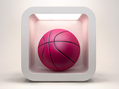 Dribbble IOS Icon 3d 3dsmax ball basketball dribbble icon ios ipad iphone pink pink ball vray