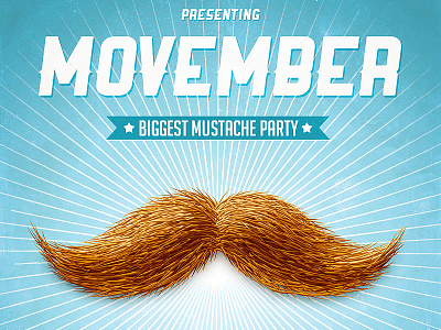 Movember Mustache Party 60s 70s advertisement clean concert dj event flyer gig grunge guys indie male health movember mustache mustache party night club november old party product flyer retro