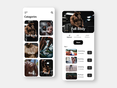 Workout App UI app creative design graphics design ui ui design user experience user interface ux workout workout app