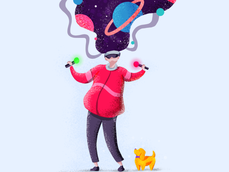 The VR age 2020 art creative cute design dog illustration trend ui vector vr