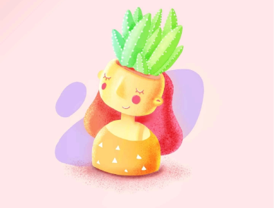 Cute cactus 2020 art creative cute design girl illustration plant trend ui vector