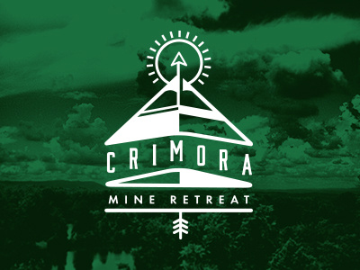 Crimora Mine Retreat Logo brand diamond identity lightning logo logotype mark script
