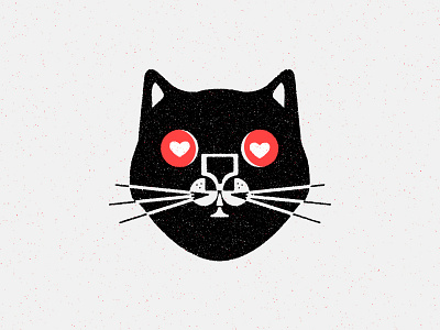 Catty cat eyes heart eyes illustration kitty spca