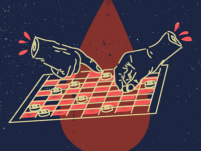 Checkers blood checkers chess drops hands illustration poster