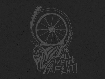 Flat bicycle bike cycling flat tire illustration reaper skull