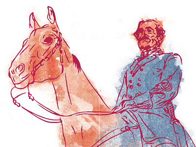Robert civil war equestrian general horse illustration south southern