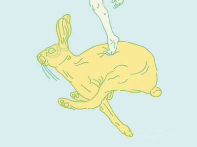 Hare illustration line work poster rabbit running
