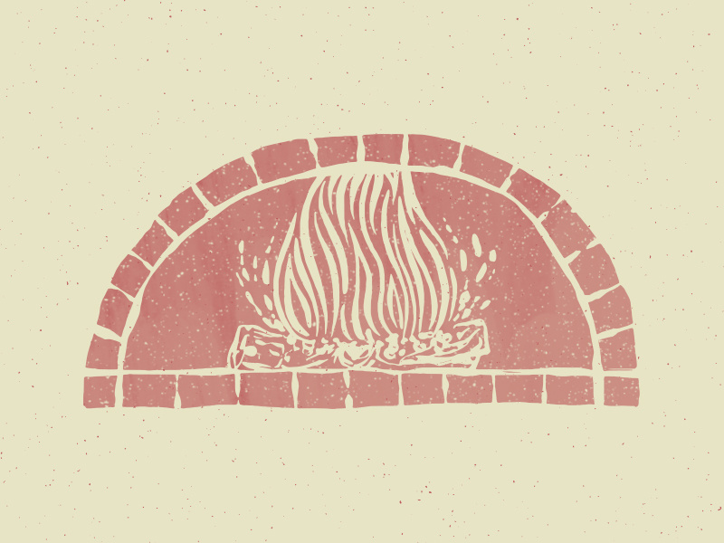 Wood Fired icon logo illustration food cooking oven pizza oven wood fire