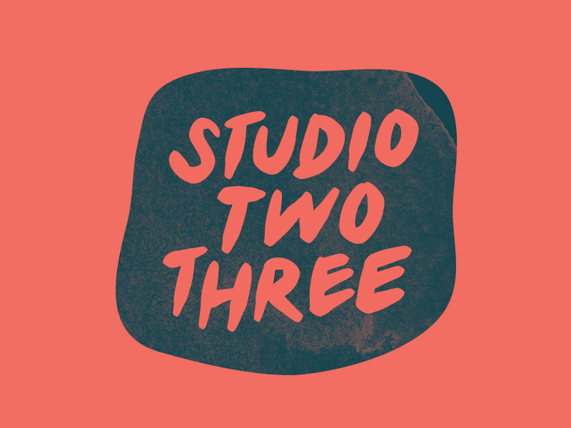 Studio Two Three print printmaking screenprinting mark logomark ink blob handdrawn type type logo