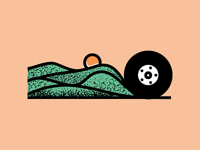 Van blue ridge grunge illustration logo mountains sun van van life wheel